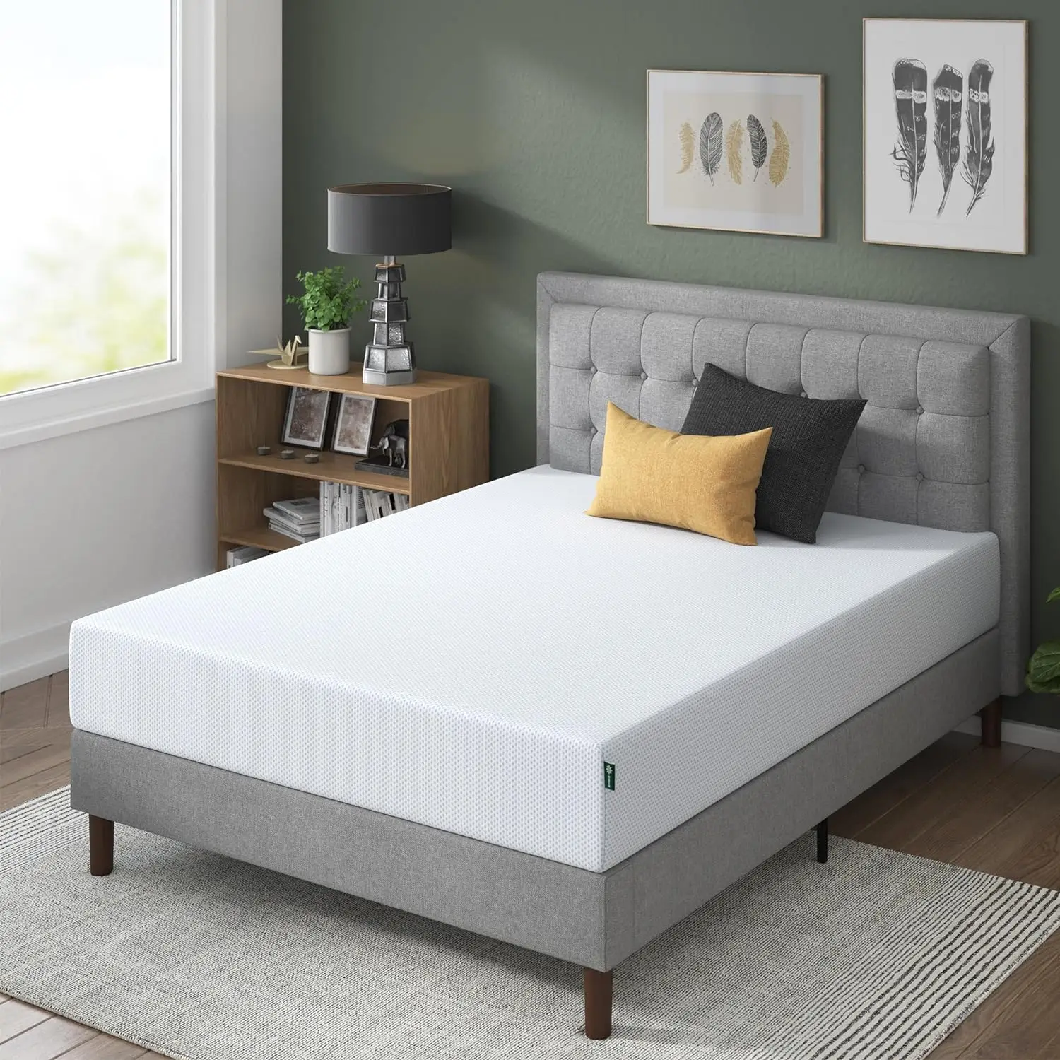 

10 Inch Green Tea Cooling Gel Memory Foam Mattress, Fiberglass Free, Cooling Gel Foam, Pressure Relieving