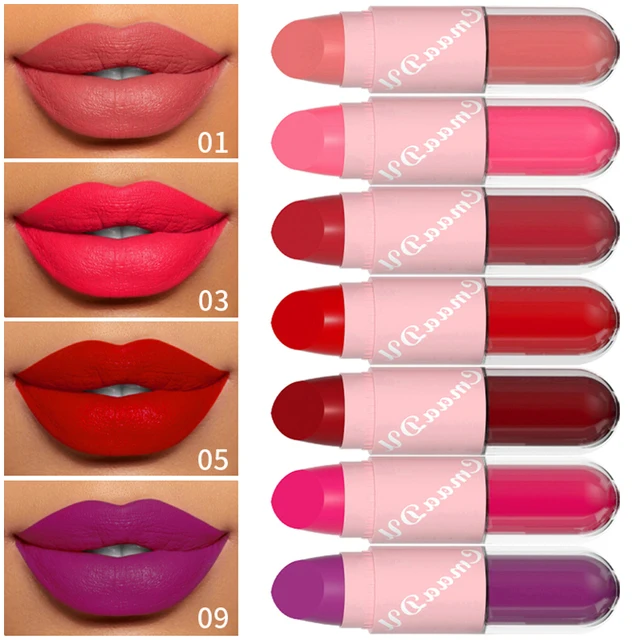 18Color 2 in 1 Sexy Red Brown Matte Liquid Lipstick Double Head Purple Lip Gloss Moisturizer Lasting Waterproof Lip Glaze Makeup