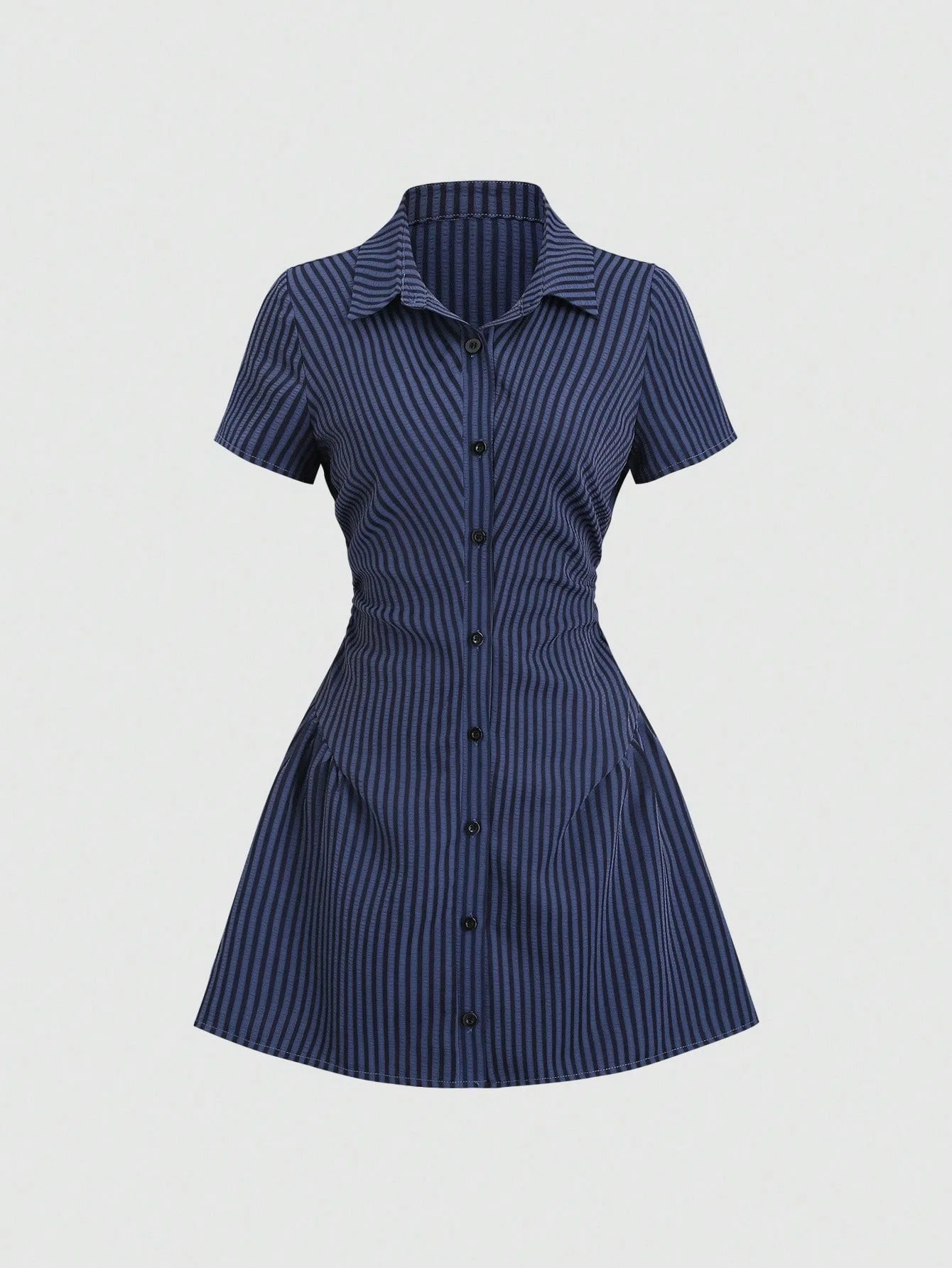 Women's Summer Mini Dress V Neck Bubble Sleeve Pleated A Line Shirt Dress Casual Short Dresses for Women