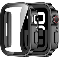 Verre + coque pour Apple Watch, protection d'écran pour iWatch série Ultra 11 10 9 8 7 SE2/3, 44mm 45mm 46mm 41 42 49 40 mm 1