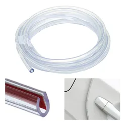 Universal Clear Chrome U - Shape Rubber Car Door Edge Guards - 16ft Protective Sealing Trim - Transparent (Transparent)