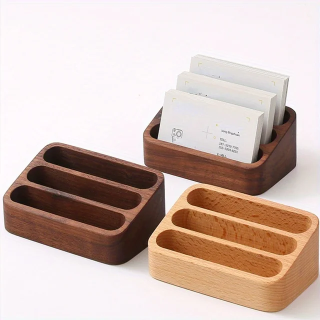 Wooden business card holder