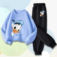 DISNEY Boys' Sweatshirt Set with Donald Duck Print Children's Pullover and Pants 2-piece Set, Breathable Spring and Autumn Style 1