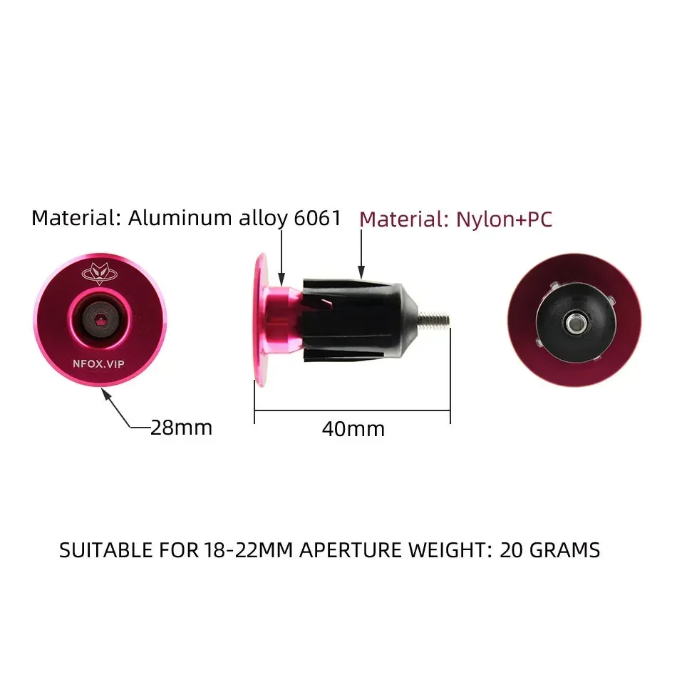 NFOX B045 Mountain Bike Bar End road Bicycle Scooter Plug Aluminum Alloy CNC Cover Lockable Grips Cycling Handlebar Accessories