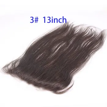 Protesi Capillare Frontale Unisex in PU con Capelli Umani Lunghi, 13'' (0.78X6.30 pollici) - Modello 3 #   Colore Marrone