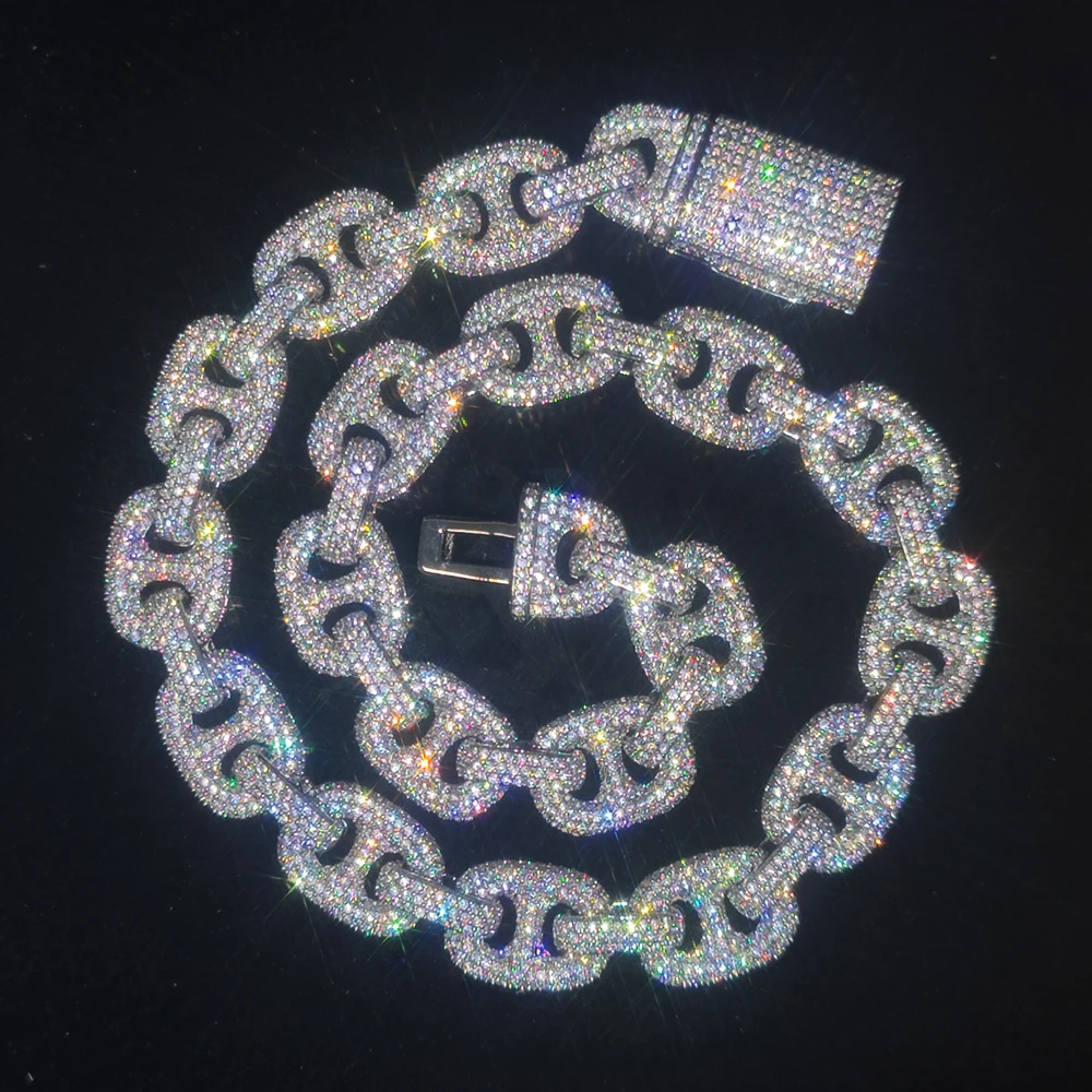 16mm Full Pave Shiny Zircon Miami Iced Out Pig Nose Chunky Cuban Link Choker Hip Hop Fashion Necklace Drop Shipping 2