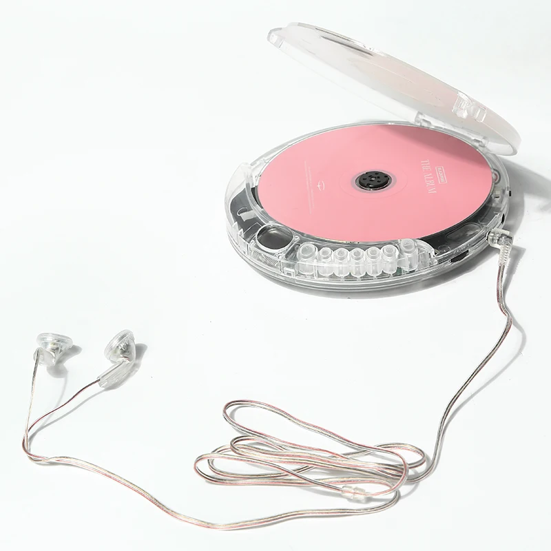 Lettore Cd Portatile Completamente Trasparente Retrò Lettore Cd Stereo Montabile A Parete Lettore Fm Walkman Display Lcd