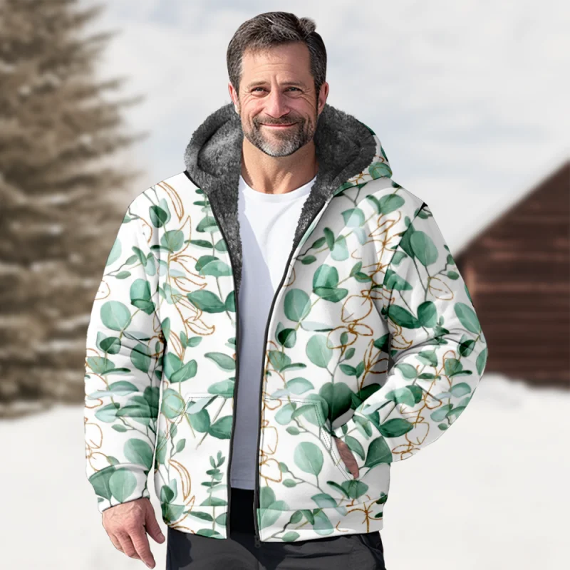 New Stripe Creative Cotton Coat Hooded Sweater Casual Print Men's Fur Loop Arctic Velvet Zipper Patch Pocket Hooded Sweater a30