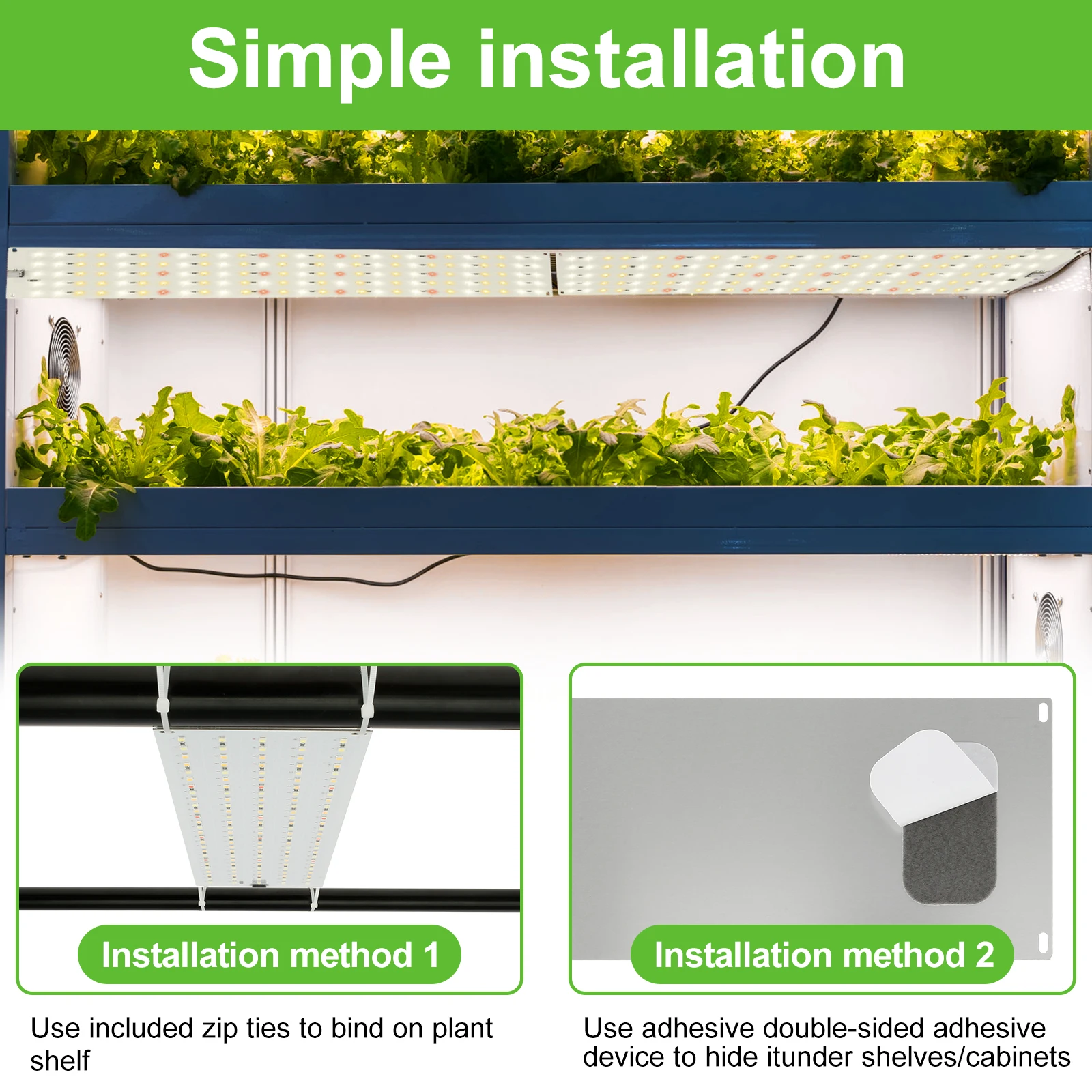 Grow Light Adjustable Brightness Full Spectrum Plant Grow Lamp Easy to Install Ultra-Thin Panel LED Grow Light for Cabinet Plant