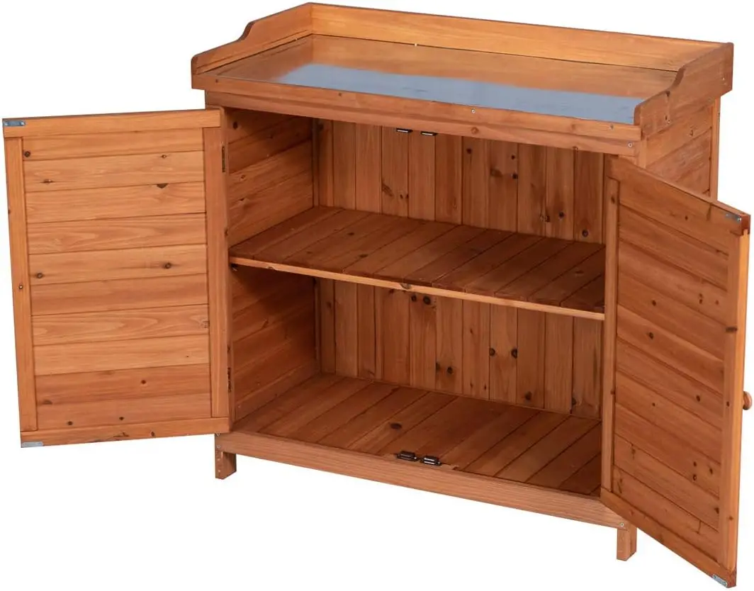 Outdoor Wooden Storage Cabinet with Potting Bench 3