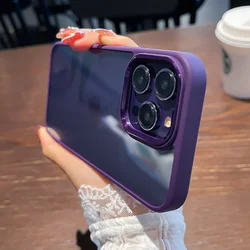 Premium Shockproof Clear Phone Case with Soft Bumper and Hard Acrylic Shield for iPhone 14 (Dark Purple)
