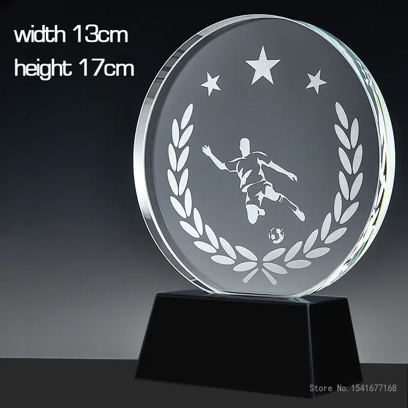 Customized Ball Tennis Badminton Sports Competition Crystal Trophy Creative Excellent Reward Home Decoration Crystal Trophy, 1Pc