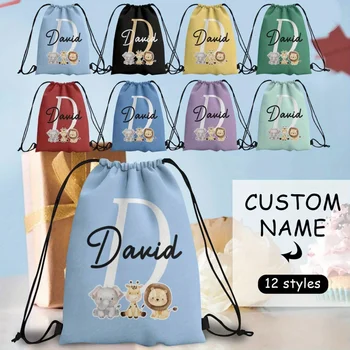 1 custom cute animal-themed drawstring backpack,12 color options to choose from,personalized name customization 1