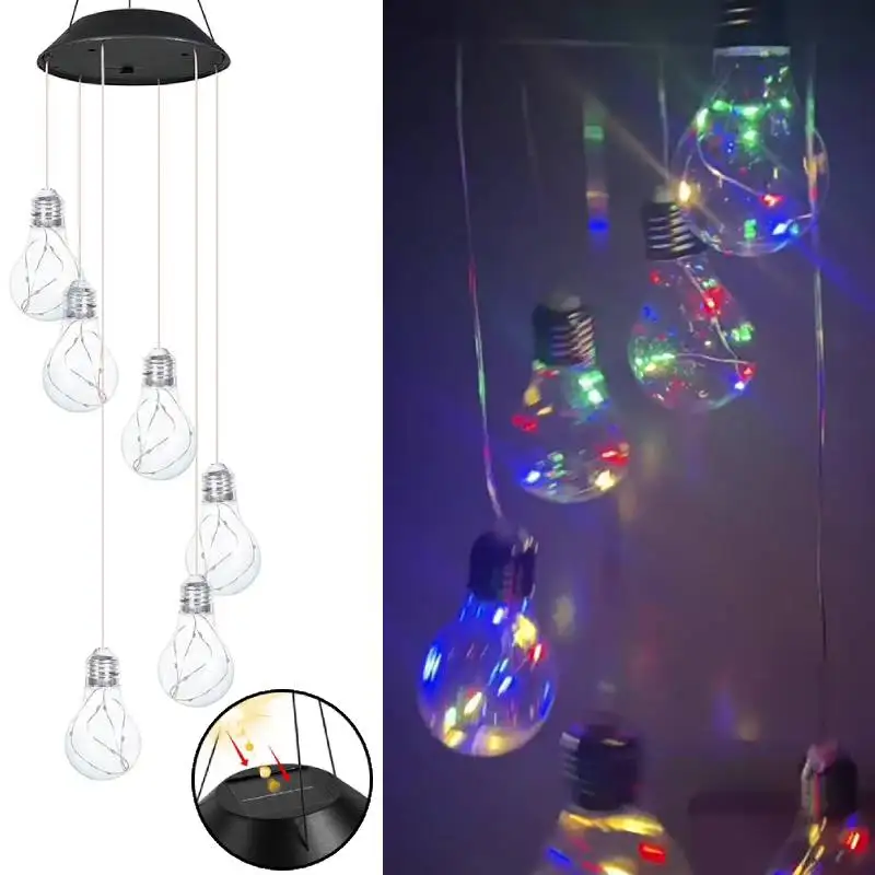 1/2PCS Copper Wire Solar Hanging Bulb Waterproof Wind Chimes Lamp Colorful Landscape Lighting for Outdoor Garden Balcony Yard