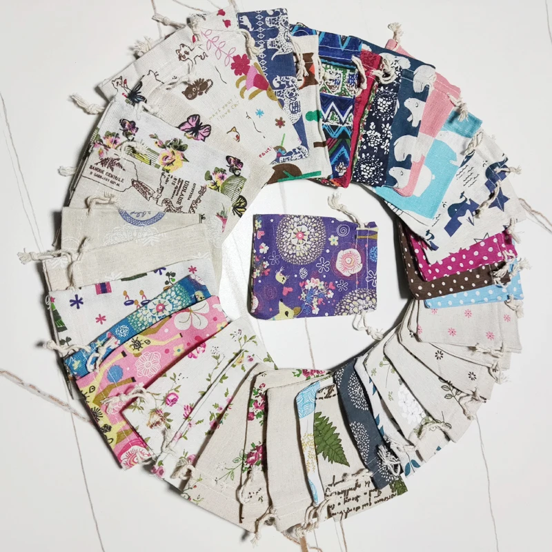 

500 шт., хлопковые подарочные пакеты на шнурке