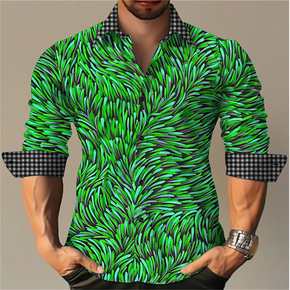 2023 New Men's Creative Geometric Pattern Long Sleeve Shirt Comfortable Luxury Soft High Quality Material Plus Size Street Top creative aurvana in ear3 plus