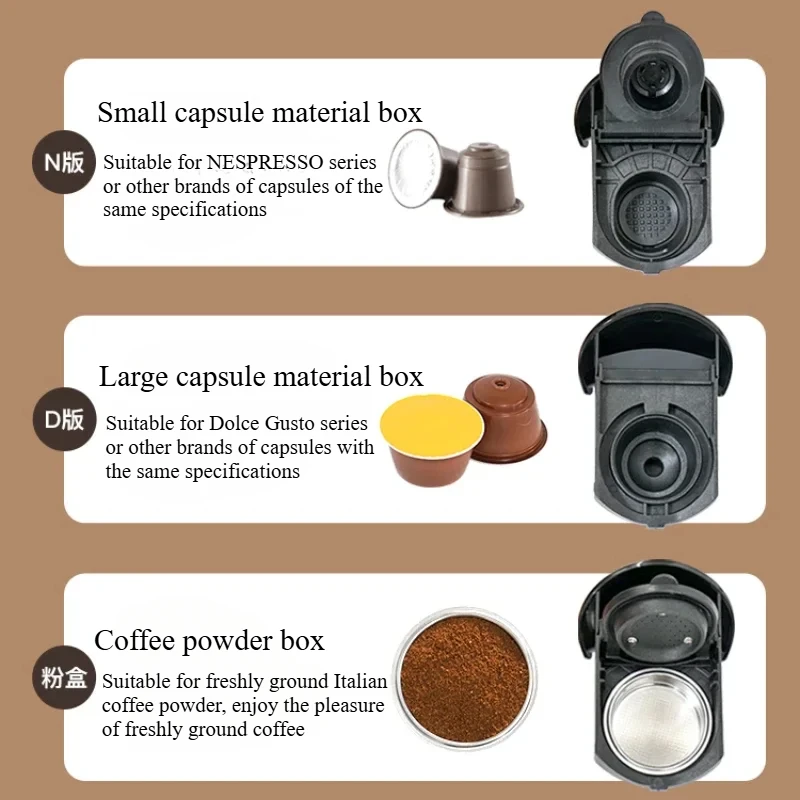 220V Home Automatic Capsule Coffee Machine Small Espresso Coffee Machine Powder, NS, DG Capsule 3 in 1 Edition Cafetera