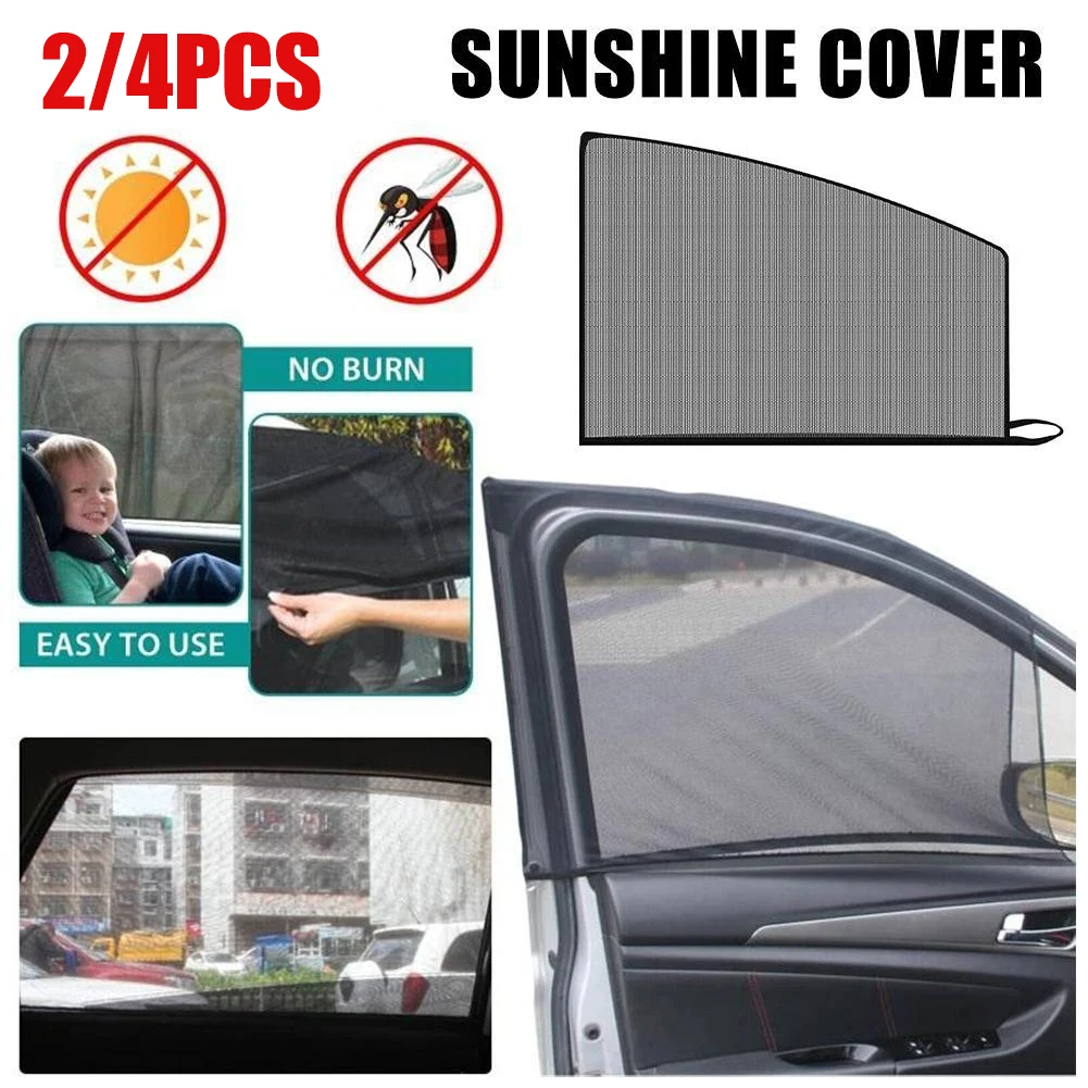 

2/4pcs Universal Car Window Sun Shade Mesh Netting Side Window Covers Shade Anti-Mosquito Net for Sedan SUV Truck Accessories