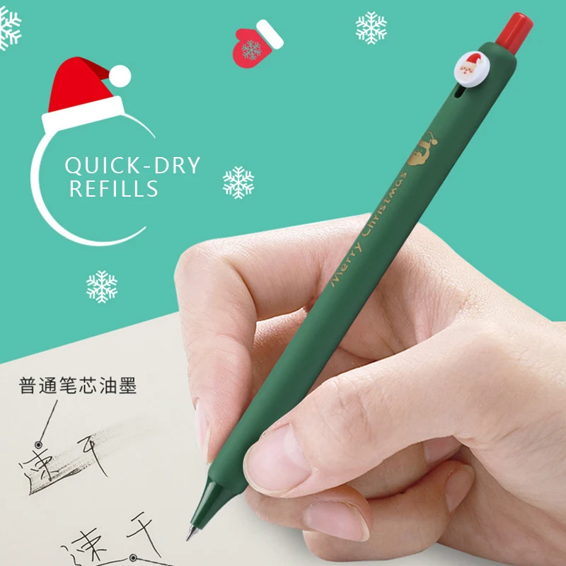 Kawaii Chrismas Gel Pen Cute Cartoon Christmas Tree Reindeer Santa Snowman Gifts 0.5mm Black Ink Pens School Office Stationary