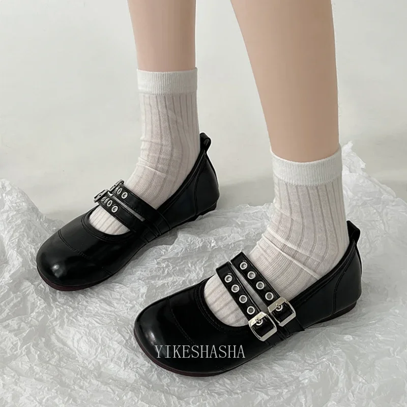 

Женские туфли на плоской подошве, повседневные Мокасины из мягкой кожи, с разрезом, на плоской подошве, уличные туфли мэри джейн, лето 2024