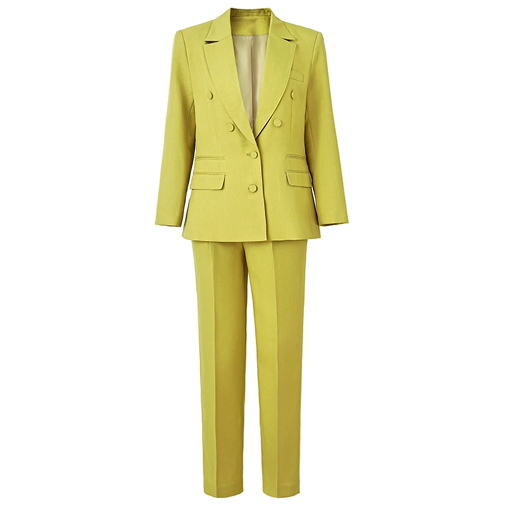 

Women 3 Colors Option Blazer Trousers Elegant Set Solid Business Long Sleeve Coat Pants Suit