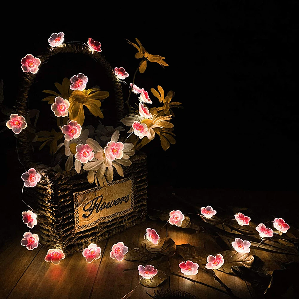 3M 30LEDS třešeň vzkvétat víla laso světel růžová kvést laso lamp baterie napájené pro outdoorové vánoce girlanda dekorace