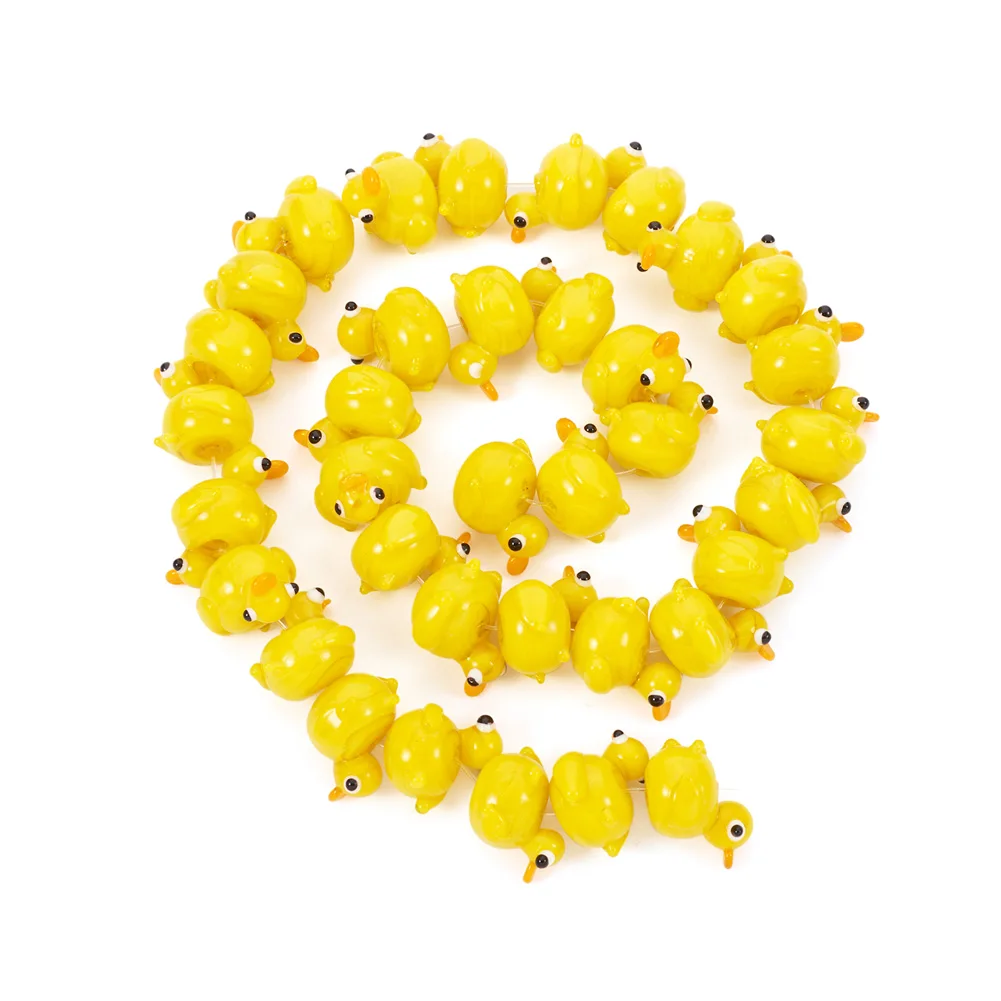 1 Strand Cute Yellow Duck Handmade Lampwork Beads Earring Necklace Bracelet Charms Pendants Findings DIY Jewelry Making Supplies