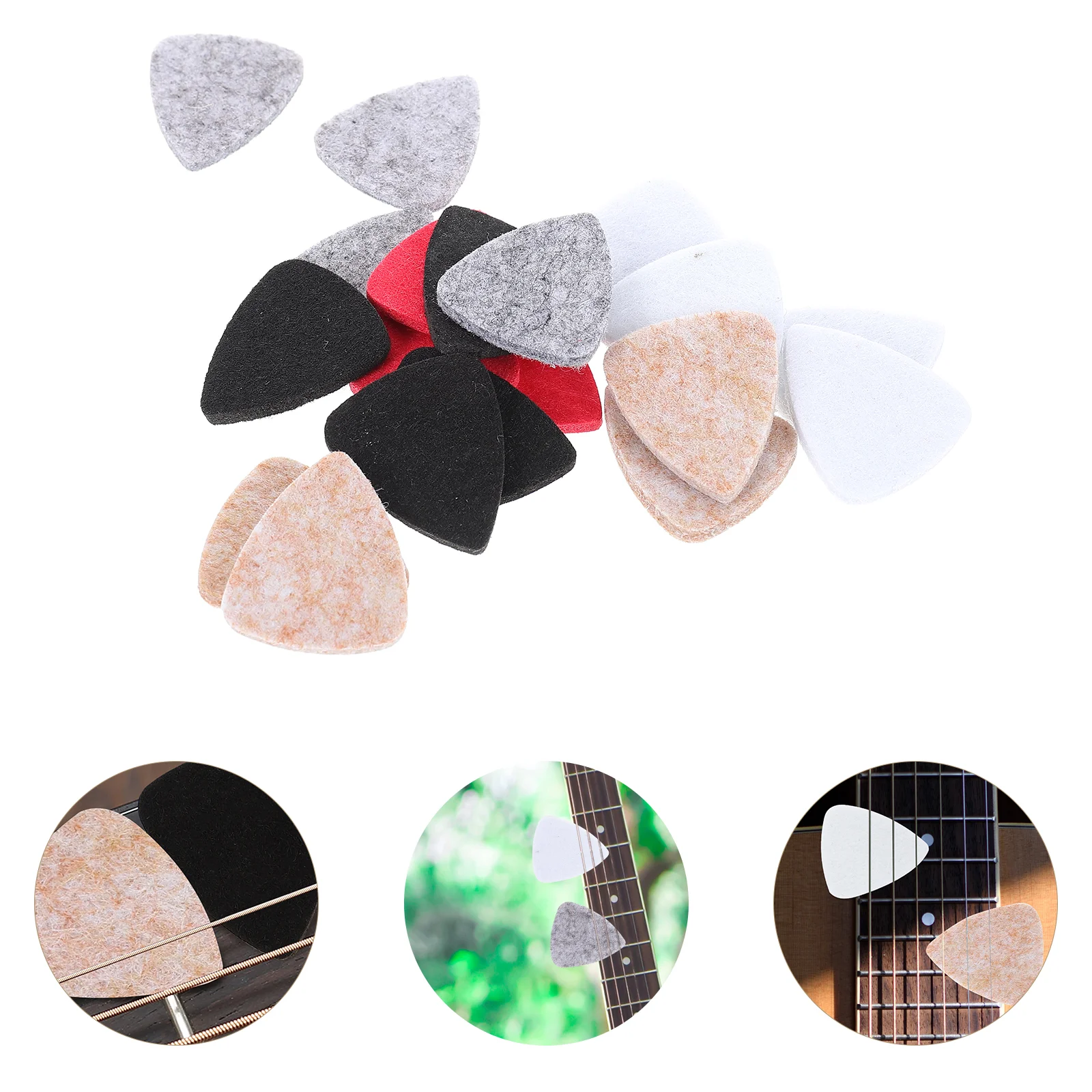 

20 Pcs Musical Instrument Guitar Felt Picks Electric Parts Ukulele Bass Plectrum