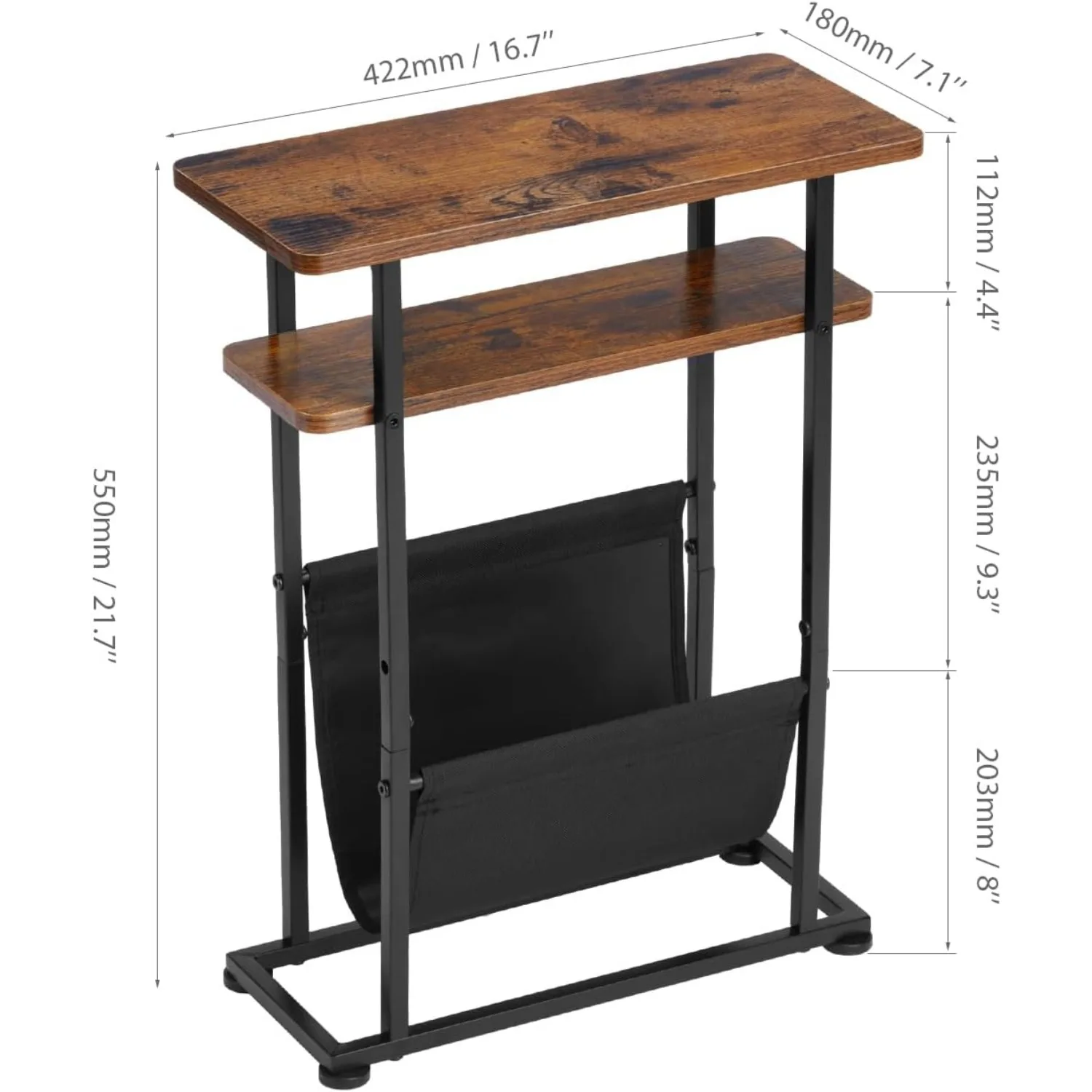 End Table , Narrow End Table Living Room Couch Side Table,Skinny Bedside Table Nightstand Bedroom Thin Side Table 3
