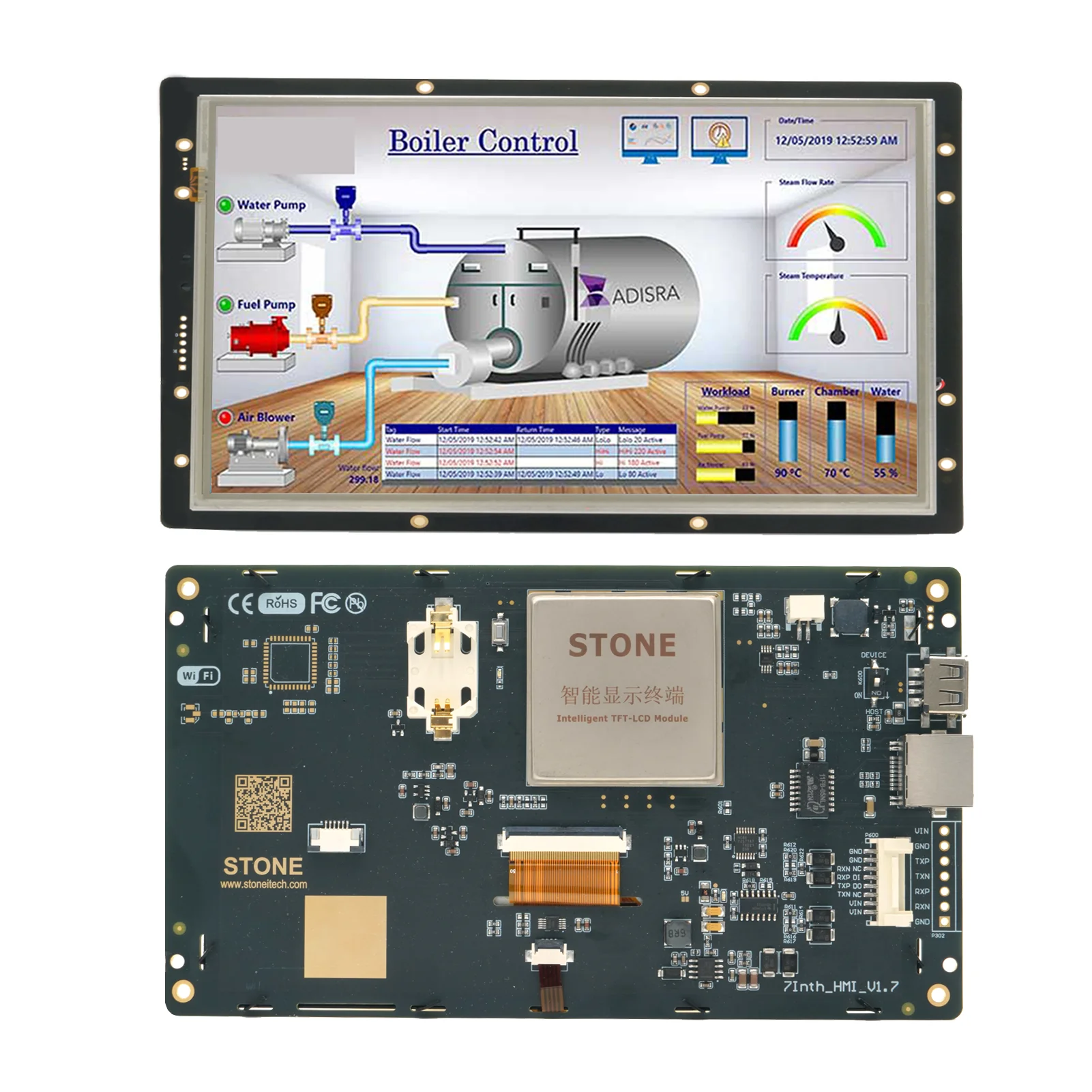 7 inch HMI Serial LCD Display Module with Program + Touch Screen for Industry Control STVI070WT-01