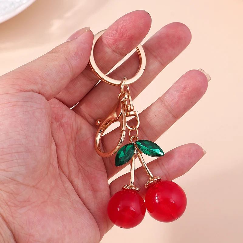 Ciondolo Per Borsa A Forma Di Ciliegia - Portachiavi Con Clip A Fiore - Accessorio Moda Donna - Regalo Simpatico
