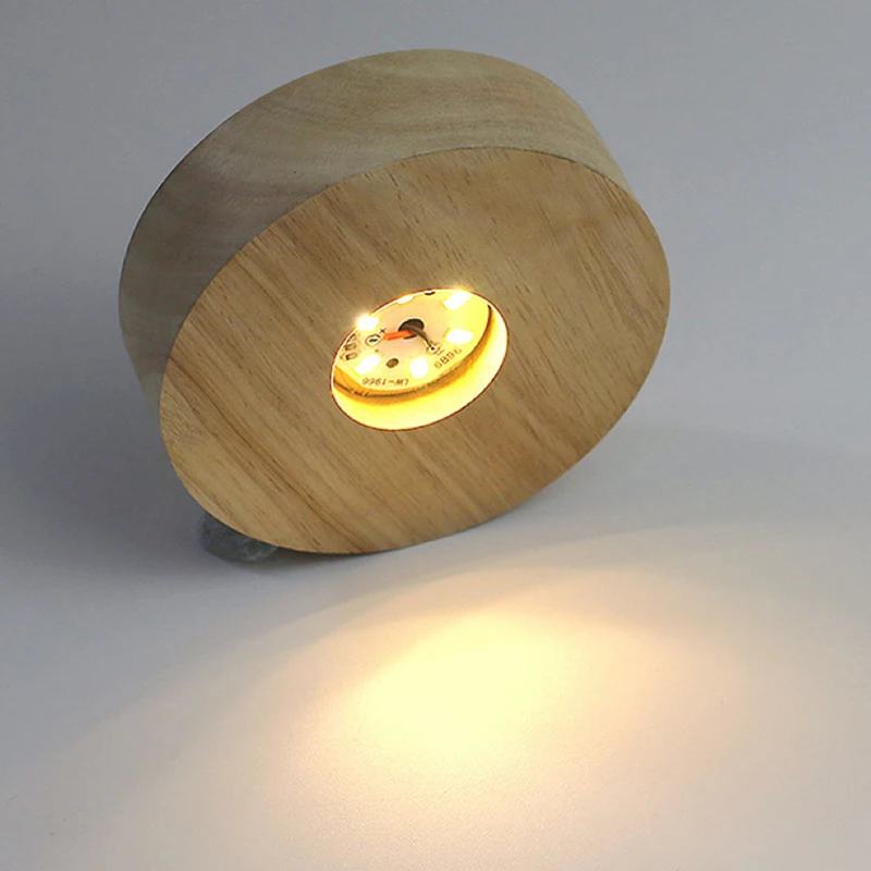 Base per lampada da notte in legno colorato a luce LED rotonda in legno con display artistico in resina per decorazioni per la casa con base per esposizione di stampi in resina epossidica fai-da-te
