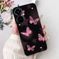 Silicone Cute Cat Luxury Flowers Shockproof Bumper Back Cover Case for Camon 19 Pro 5G (918)