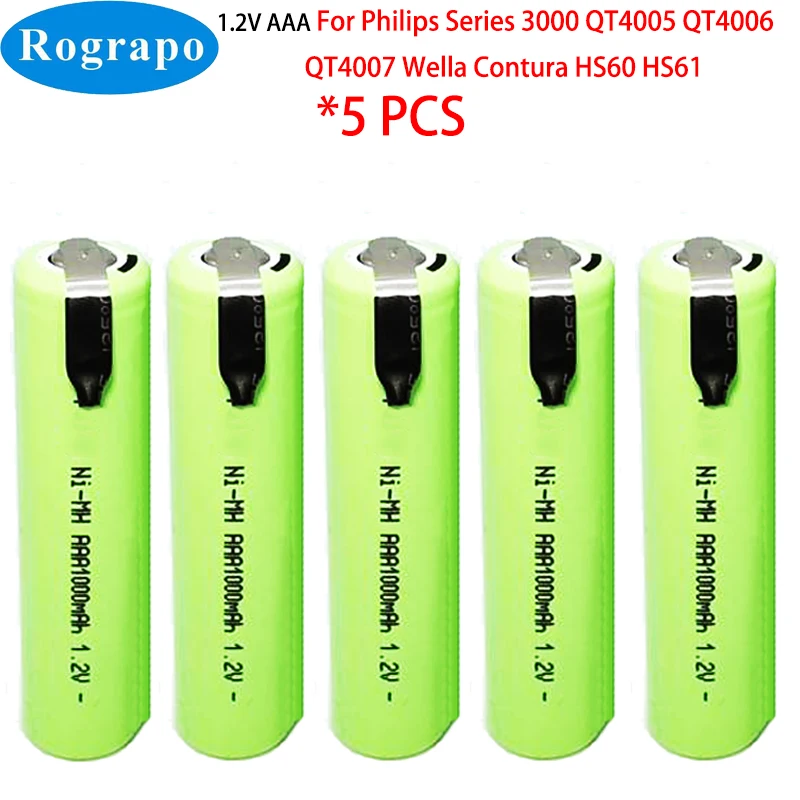 1-5 Pz 1000Mah 1.2V Ni-Mh Batteria Per Philips Serie 3000 Qt4005 Qt4006 Qt4007 Wella Contura Hs60 Hs61 Rasoio Rasoio Spazzolino Da Denti