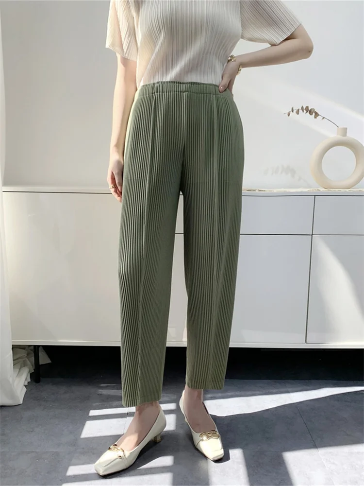 Thickened Fabric Autumn  New Pants Women's Miyake Pleated Wide-Leg Trousers Comfort and Casual Large Toothpick Pleated Pants y2k high strecth woman loose black jeans women comfort denim wide leg pants solid casual trousers baggy vintage mom flared pants