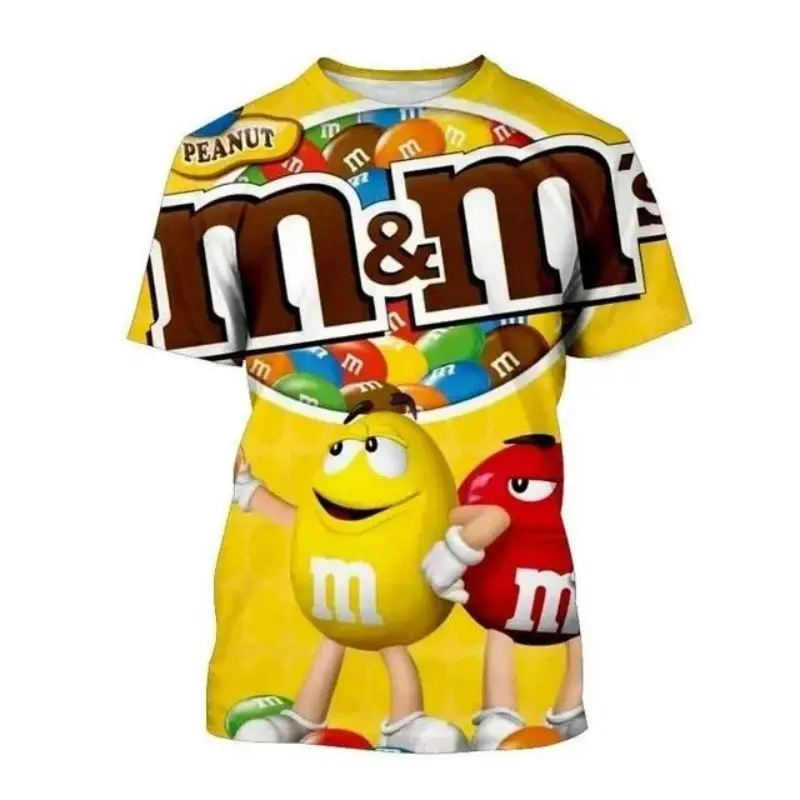 Summer Men Fun Fun Cute M Chocolate Bean Cartoon T-Shirt Fashion 3d Printed O Collar Short Sleeve Loose Casual Plus Size Top men t shirt