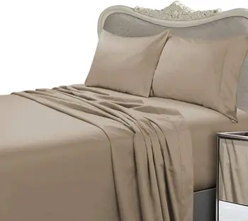 Count Ultra Soft Single-Ply 100% Egyptian Cotton, Extra Deep Pocket Four (4) Piece Bed Sheet Set with 2 Pillow Cases 1000TC