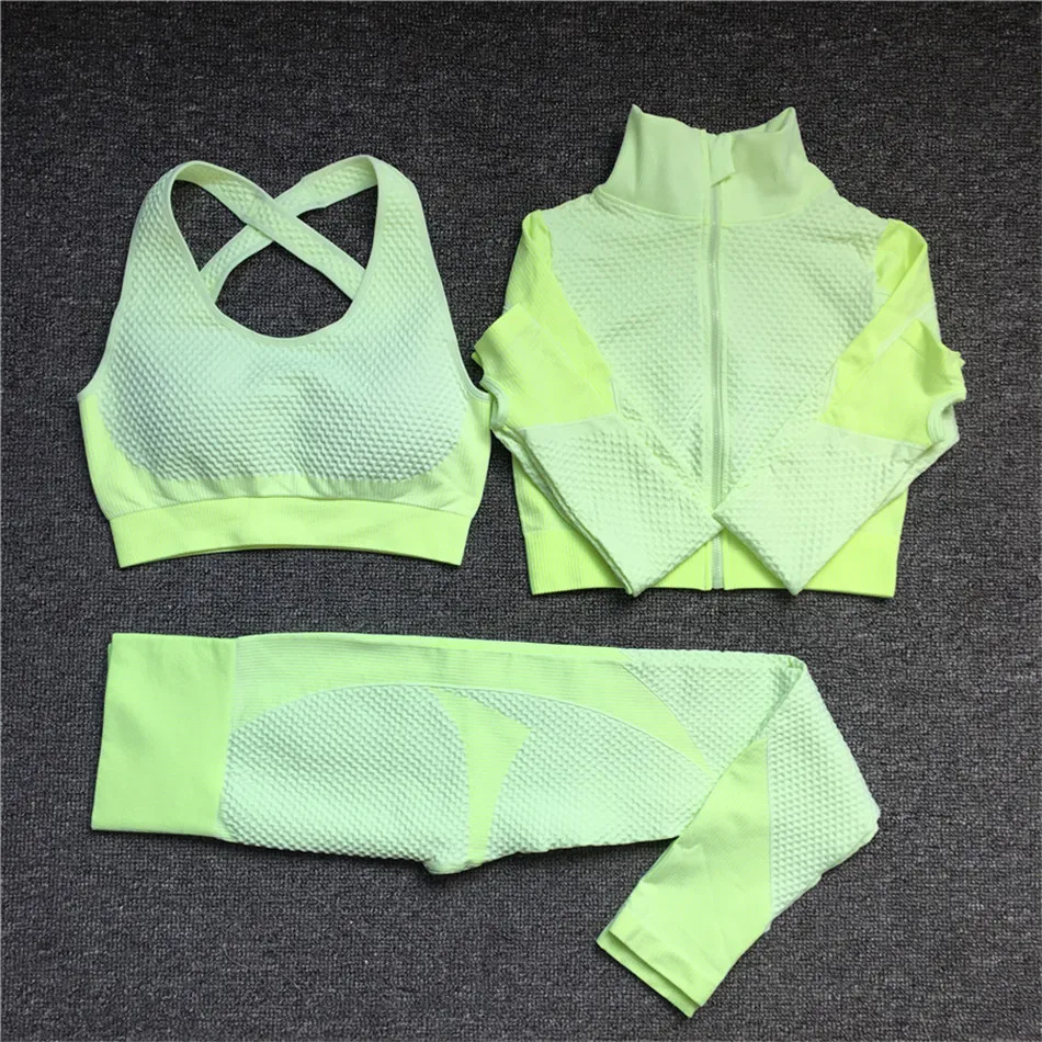 Warm Seamless Zipper Fitness Long Sleeve Tops Yoga Set Women Sports Pants Gym Active Suits 1PCS yoga set sports set sportswear set fitness set