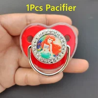 [Anime Princess Print Feeding Pacifier] 2024 Disney Diamond shaped baby pacifier with chain cover baby cord bpa Bling fake 0-18M 1
