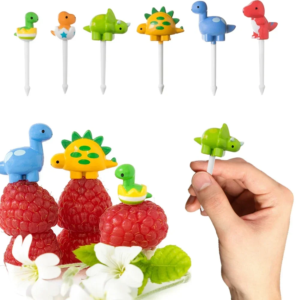 Description Picture 2 of itemDinosaur Food Picks for Kids Children Mini Fruit Forks Cute Animal Snack Dessert Toothpicks Toddler Lunch Box Decor Accessories