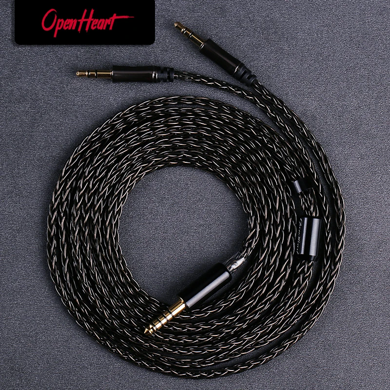 OPENHEART 16 Core Headphone Cable 1 to 2 jack dual 3.5/2.5/4.4mm/XLR Balance Cable For HIFIMAN DENON Replacement Cable 2m 3m