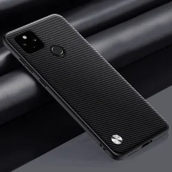 Luxury PU Leather Phone Case with Silicone Protection - Elegant Back Cover for Pixel 5 (Matte Black)