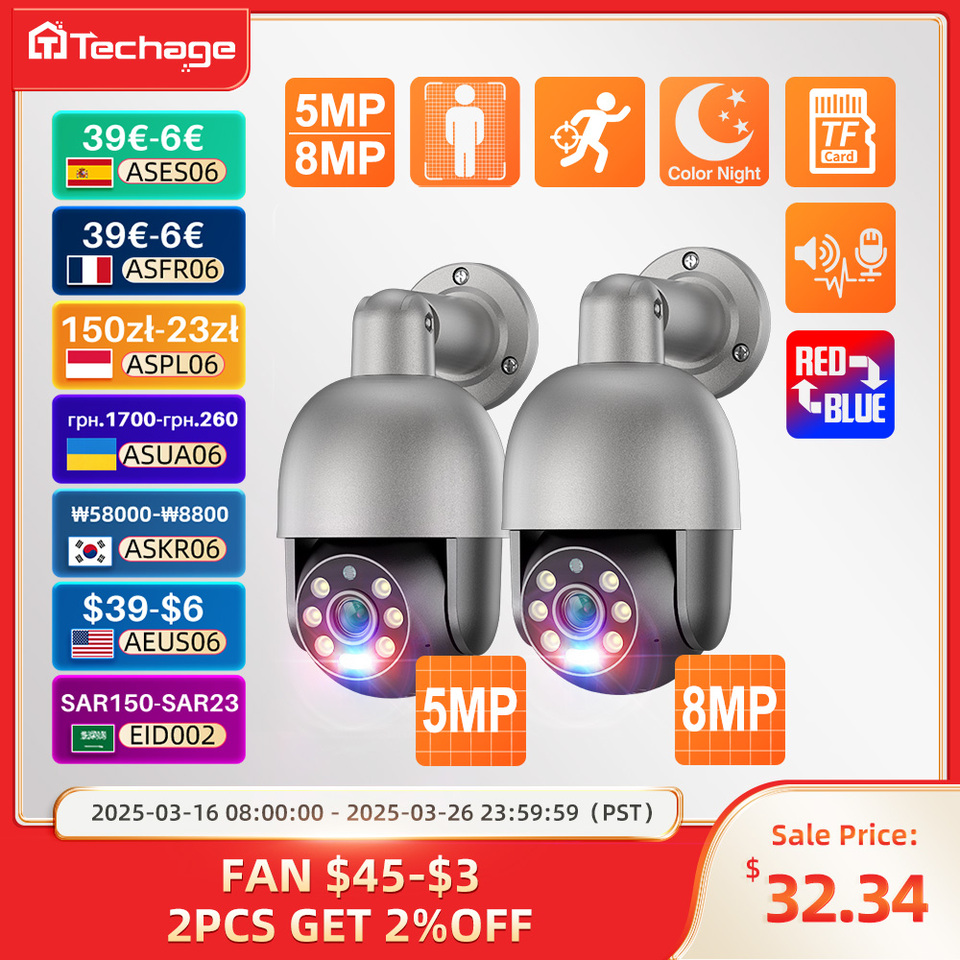 Techage 5MP 8MP PoE PTZ Ð¡ÐµÑÐµÐ²Ð°Ñ ÐºÐ°Ð¼ÐµÑÐ° Ð½Ð°ÑÑÐ¶Ð½Ð°Ñ Ð²Ð¾Ð´Ð¾Ð½ÐµÐ¿ÑÐ¾Ð½Ð¸ÑÐ°ÐµÐ¼Ð°Ñ Ð´Ð²ÑÑÑÑÐ¾ÑÐ¾Ð½Ð½ÑÑ Ð°ÑÐ´Ð¸Ð¾ÐºÐ°Ð¼ÐµÑÐ° ÐÑÐºÑÑÑÑÐ²ÐµÐ½Ð½ÑÐ¹ Ð¸Ð½ÑÐµÐ»Ð»ÐµÐºÑ ÐÐ°Ð¼ÐµÑÐ° Ð±ÐµÐ·Ð¾Ð¿