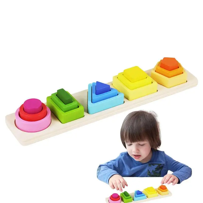 

Игрушки для сортировки и укладки, деревянный укладчик для распознавания цветов и форм, игрушки для мелкой моторики Монтессори для ранних детей