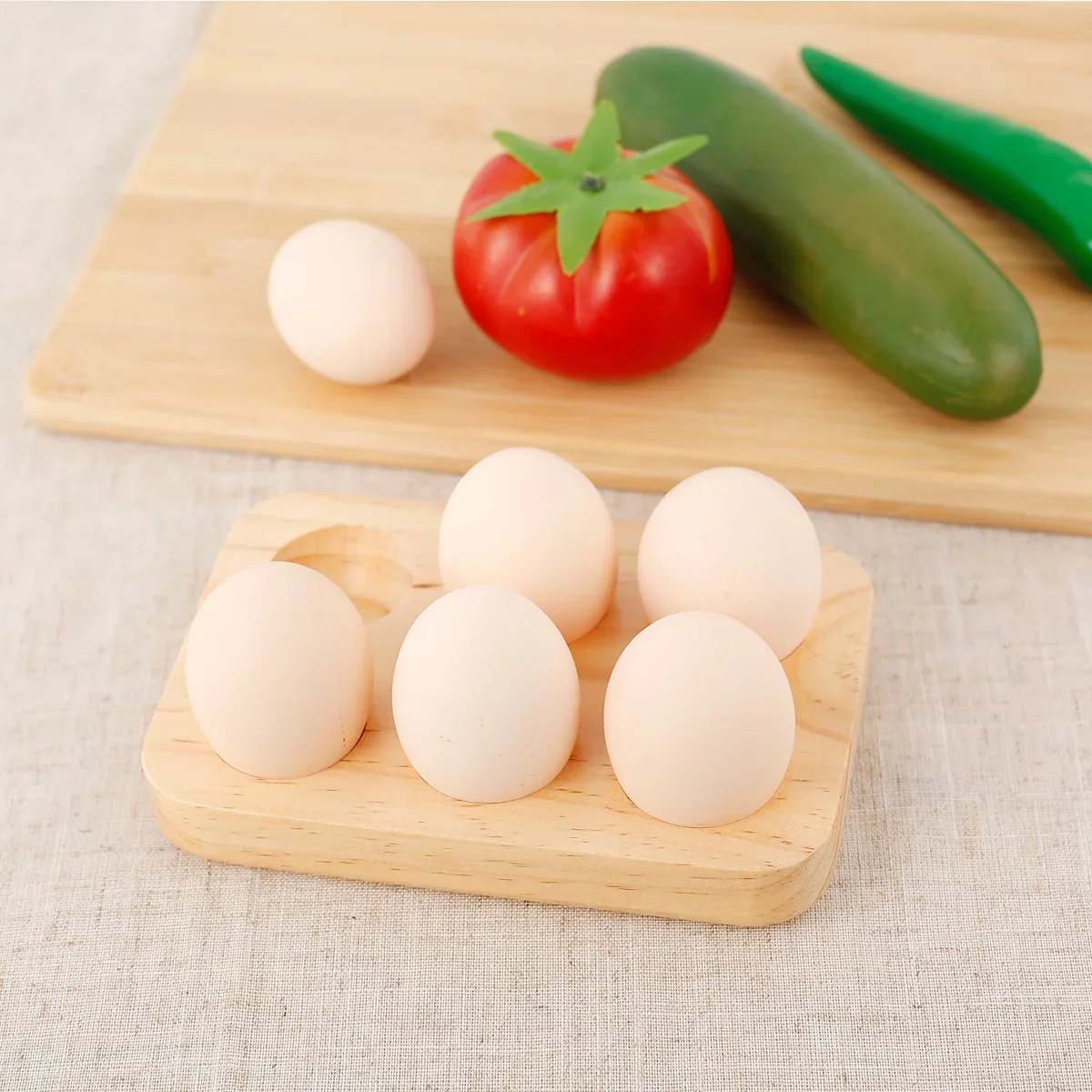 Egg Tray Wooden Egg Holder 6 Holes Organizer Rack Space Saving Plate Household Storage Accessories for Kitchen Count