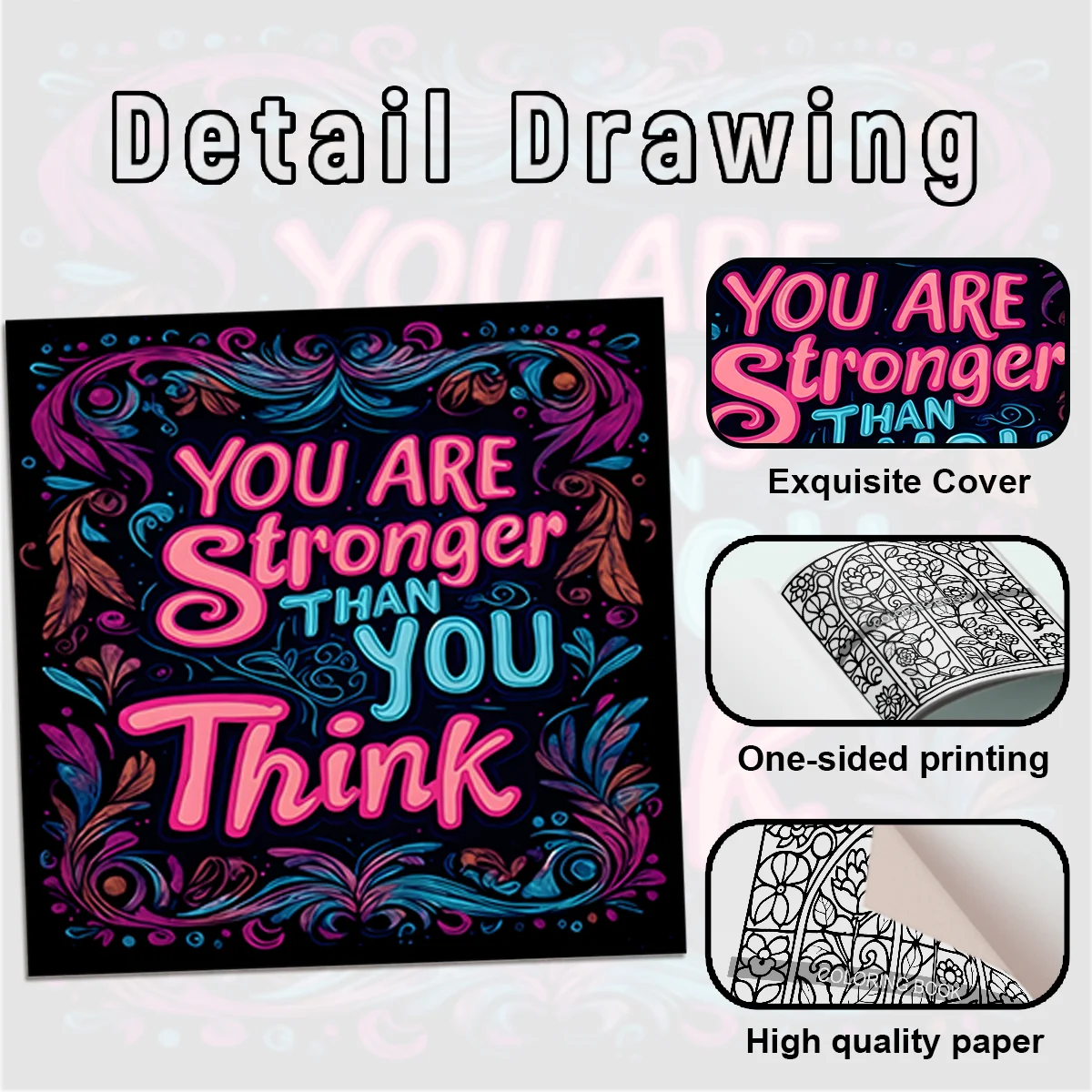 Adult Picture Book: Positive Affirmation Coloring and Doodle Art Journal - 24 Thick Pages for Creative Relaxation 4