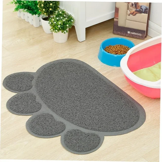 1 Pc  Paw Print Pet Mat Pvc Cat Litter Mat Waterproof Pet Litter Box Pad Non-slip Sand Cat Washable Cleaning Mat 2
