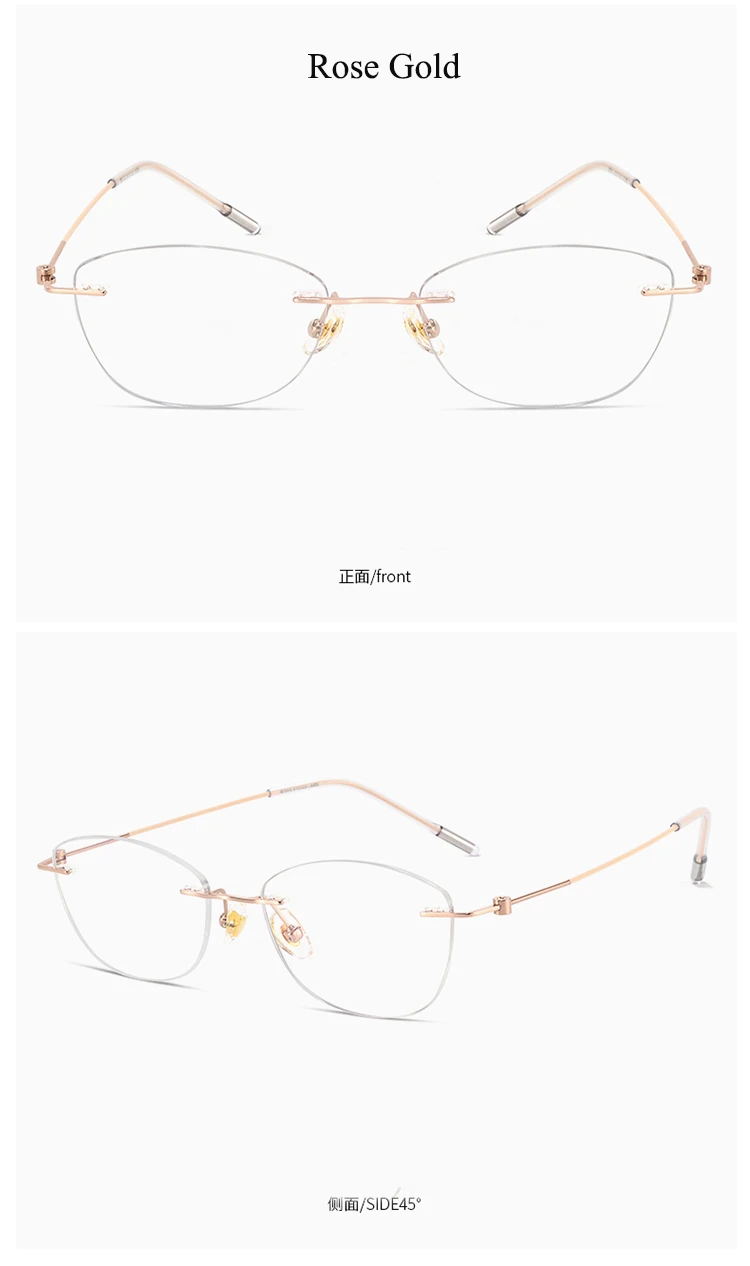 Bclear Women's Rimless Oval Cat Eye Titanium Eyeglasses 12