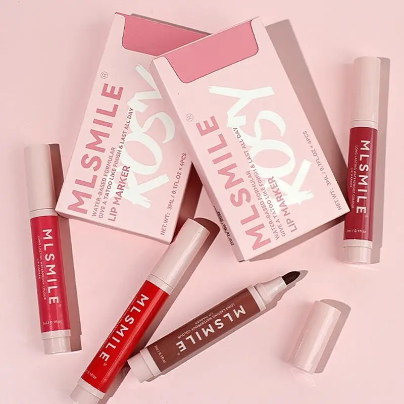 Lip Stain Pen 4pcs Long Lasting Lip Pen Long Lasting Lip Stain Lip Pencil Longwear Lipstick Makeup Smooth Application Natural 5