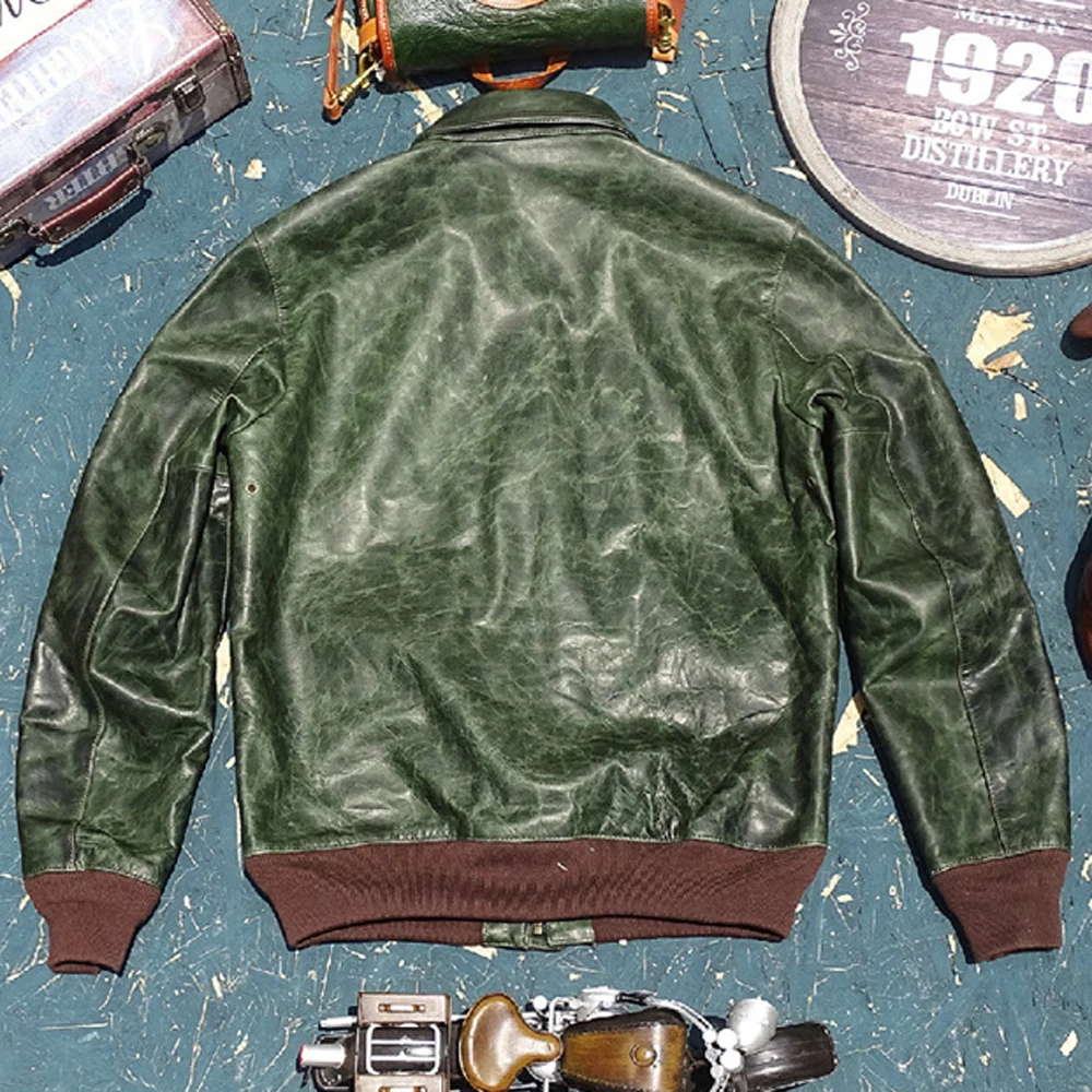 Curphe Genuine Horsehide Green Jacket XL ファッション